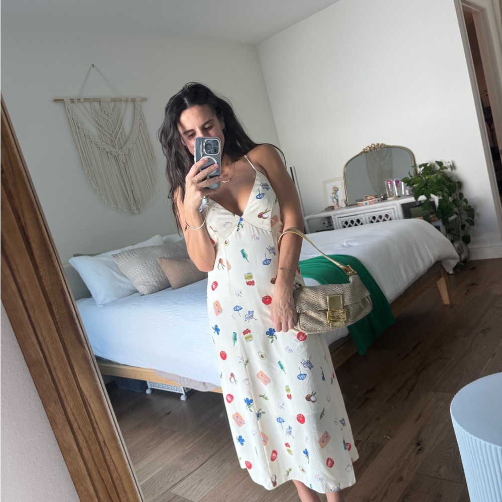 Summer Dress Cream Floral Midi Cottagecore